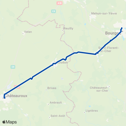 TER Auvergne-Rhône-Alpes Bourges - Issoudun - Châteauroux (Car) map