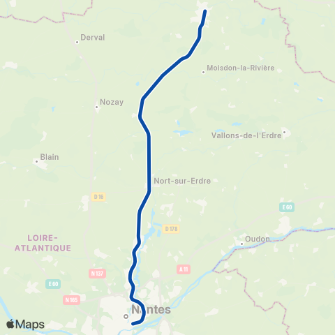 TER Auvergne-Rhône-Alpes Nantes - Châteaubriant map