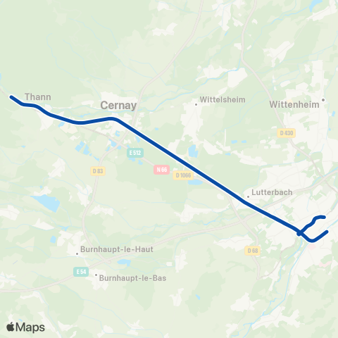 TER Auvergne-Rhône-Alpes Mulhouse Gare Centrale - Thann St-Jacques map