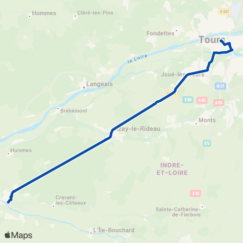 TER Auvergne-Rhône-Alpes Tours - Chinon (Car) map