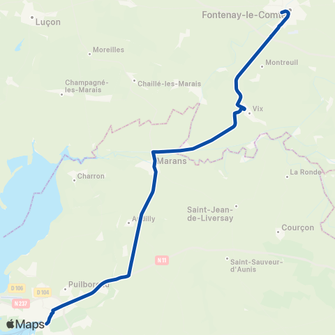 TER Auvergne-Rhône-Alpes Fontenay-le-Comté (Pemu) - la Rochelle map