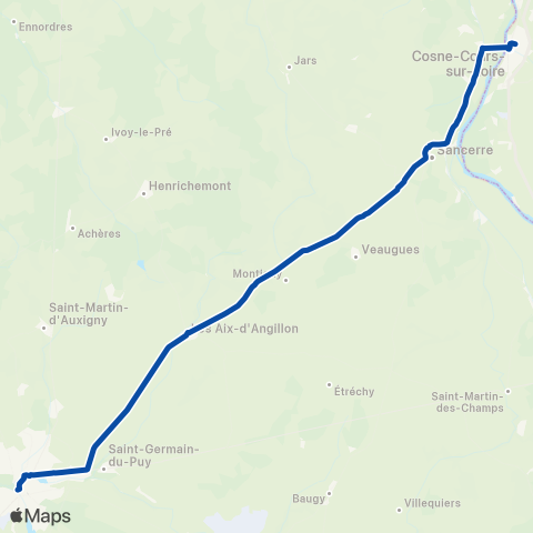 TER Auvergne-Rhône-Alpes Cosne s/ Loire - Sancerre - Bourges (Car) map