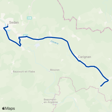 TER Auvergne-Rhône-Alpes Sedan - la Ferté sur Chiers map