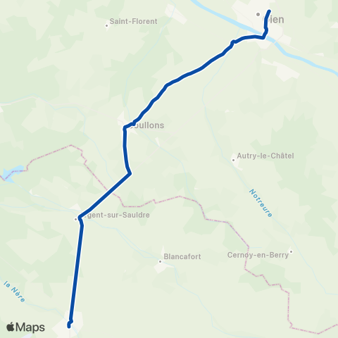 TER Auvergne-Rhône-Alpes Gien - Aubigny sur Nère (Car) map