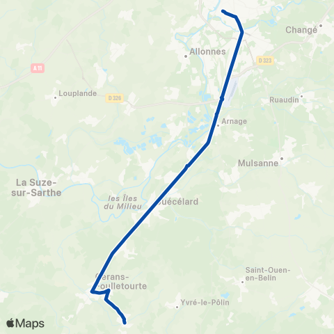 TER Mobigo (Bourgogne-Franche-Comté) Le Mans - la Flèche map