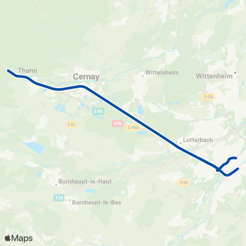 TER Mobigo (Bourgogne-Franche-Comté) Mulhouse Gare Centrale - Thann St-Jacques map