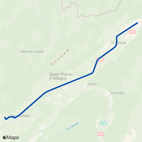 TER Mobigo (Bourgogne-Franche-Comté) Re Bourg-St-Maurice / Grenoble map