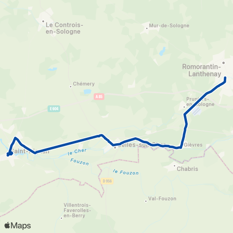 TER Rémi (Centre-Val de Loire) Thésée - St Aignan Noyers - Romorantin map