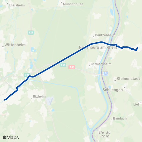 TER Fluo (Grand Est) Mulhouse - Fribourg map