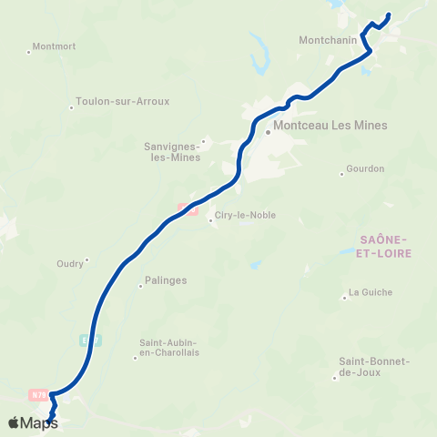 TER Fluo (Grand Est) Roanne-le Creusot TGV map