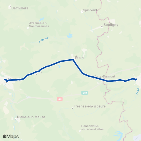 TER Hauts-de-France Metz - Verdun map