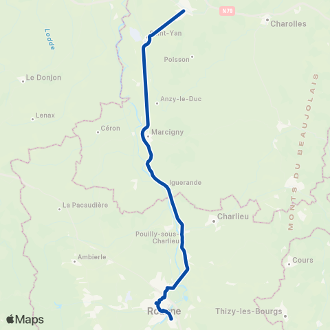 TER Nouvelle-Aquitaine Roanne-le Creusot TGV map