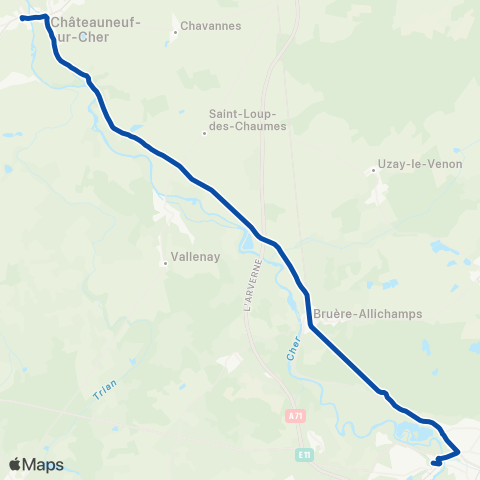 TER liO (Occitanie) Bourges - St Amand Montrond Orval (Car) map