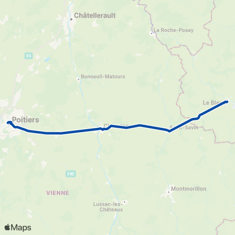 TER Aléop (Pays de la Loire) Poitiers - le Blanc - Châteauroux (Car) map