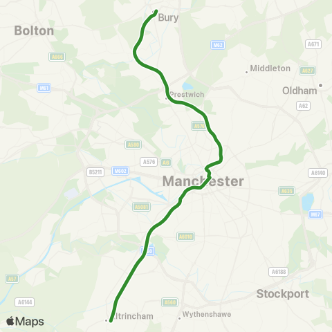 Metrolink Bury - Altrincham map