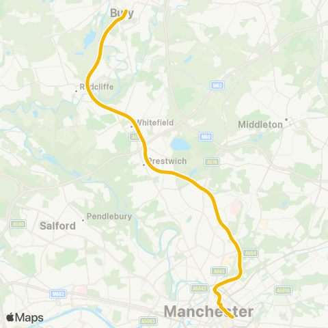 Metrolink Bury - Piccadilly map