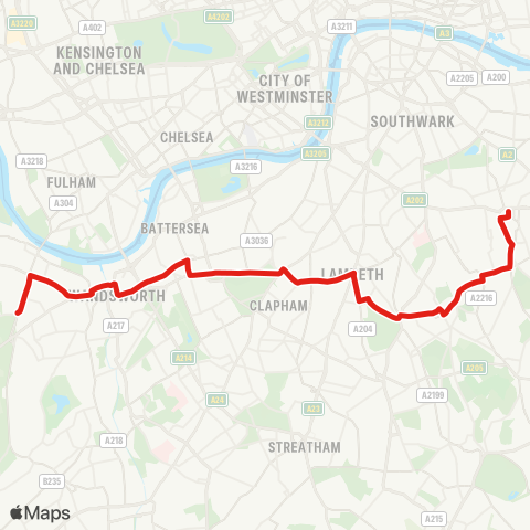 TfL Putney Heath - E Putney - Wandsworth - Clapham Jct - Clapham Common - Brixton - Herne Hill - N and E Dulwich - Peckham map