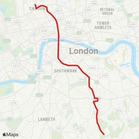 TfL Honor Oak - Elephant & Castle - King's Cross map