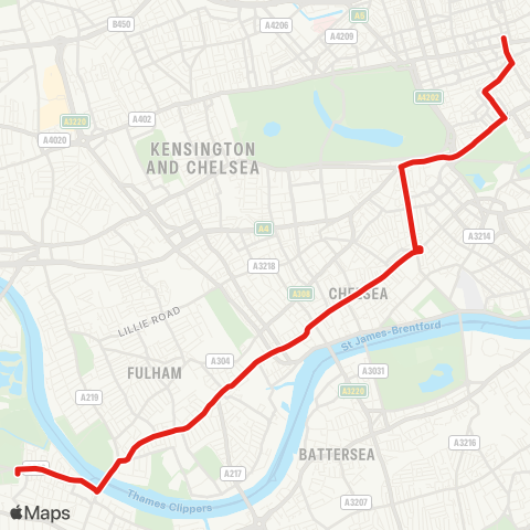 TfL Putney Common - Putney Bridge - Parsons Green - Chelsea Worlds End - Kings Rd - Sloane Square - Hyde Pk Corner - Green Pk - Oxford Circus map