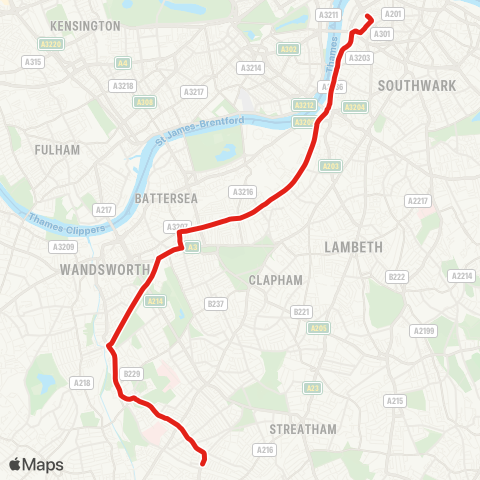 TfL Waterloo - Clapham Junction - Tooting map