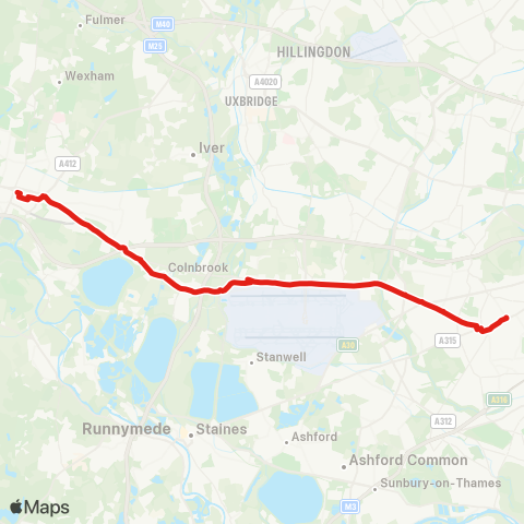 TfL Slough - Langley - Colnbrook - Longford - Bath Rd - Hounslow W - Hounslow, Bus Sta map