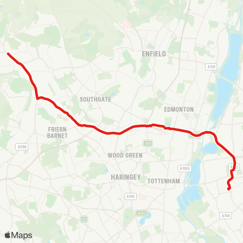 TfL Barnet - Arnos Grove - Edmonton - Walthamstow Central map