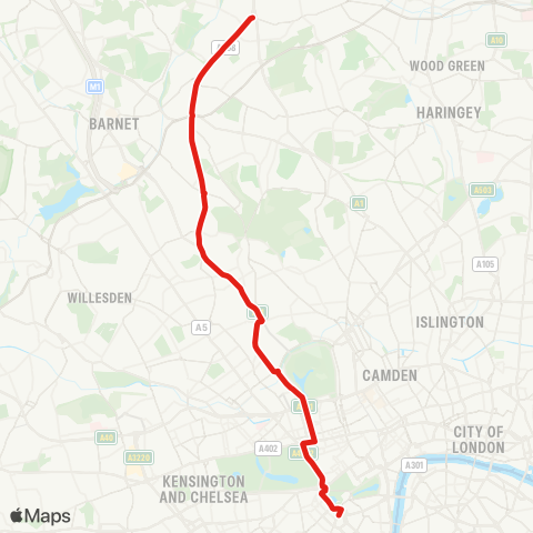 TfL North Finchley - Victoria Station map