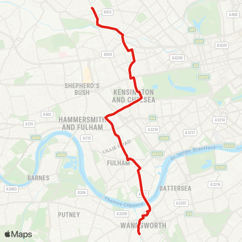 TfL Kensal Rise - Notting Hill Gate - Wandsworth map