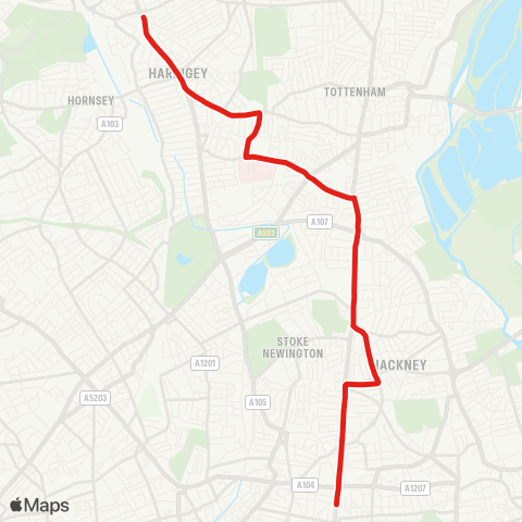 TfL Wood Green - Stamford Hill - Dalston Jct map