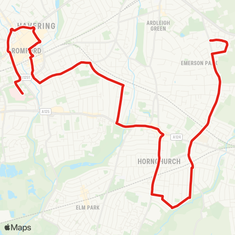 TfL Romford, Queen's Hosp - Hornchurch - Cty Pk Estate map