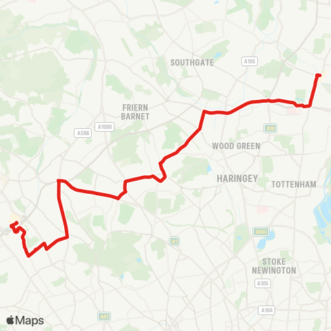 TfL Edmonton Green - Muswell Hill - Golders Green - Brent Cross map