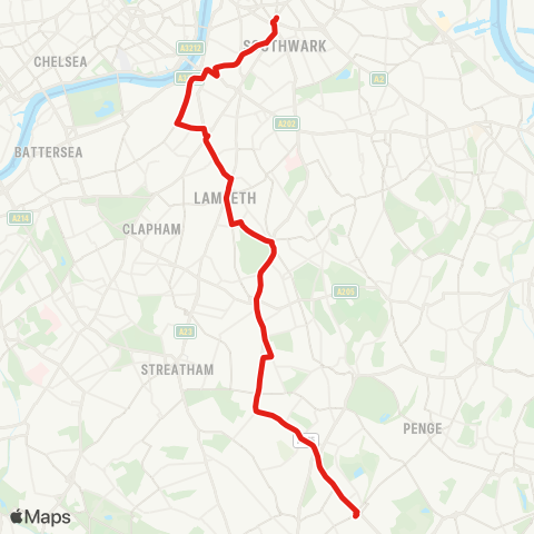 TfL Elephant & Castle - Vauxhall - Stockwell - Brixton - Herne Hill - Tulse Hill - Norwood - Norwood Jct map