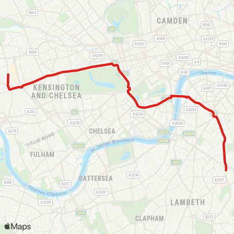 TfL Camberwell Green - Elephant & Castle - Westminster - Victoria - Marble Arch - Notting Hill Gate - White City map