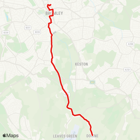 TfL Bromley N - Bromley S - Hayes - Keston - Downe map
