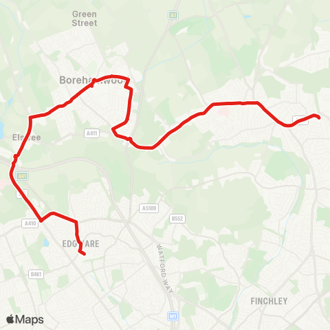 TfL Edgware - Borehamwood - New Barnet map