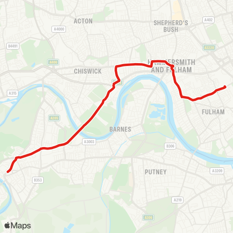 TfL Richmond - Hammersmith - West Brompton map