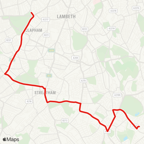 TfL Clapham Common - Norwood - Anerley map