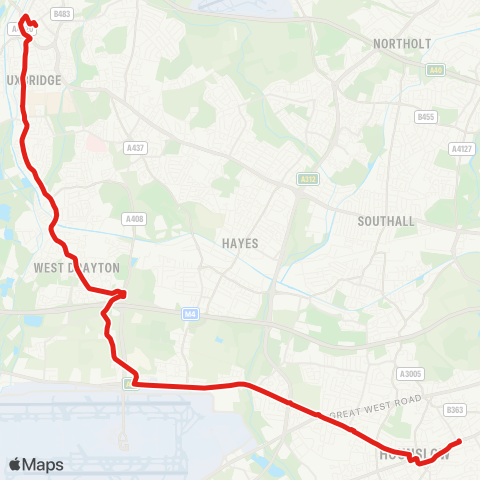 TfL Uxbridge - West Drayton - Hounslow map