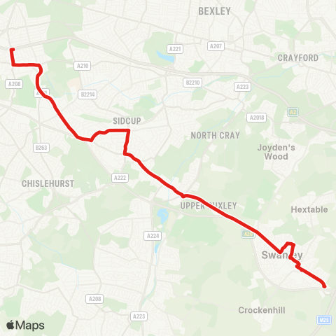 TfL Eltham - Sidcup - Swanley map