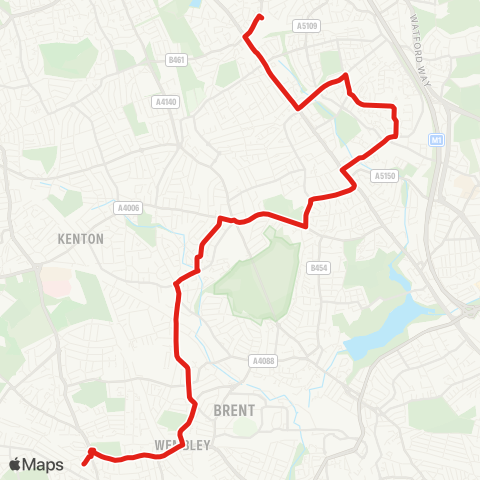 TfL Sudbury Town - Wembley - Preston Rd - Kingsbury - Colindale - Grahame Pk - Burnt Oak - Edgware map