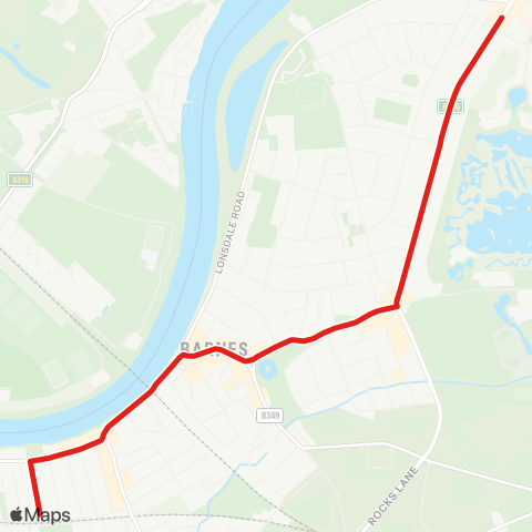 TfL Mortlake - Barnes Bridge Sta - Barnes Pond - Barnes, Red Lion - Castelnau, Lonsdale Rd map