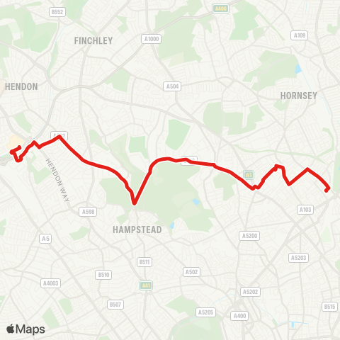 TfL Finsbury Park - Archway - Brent Cross map