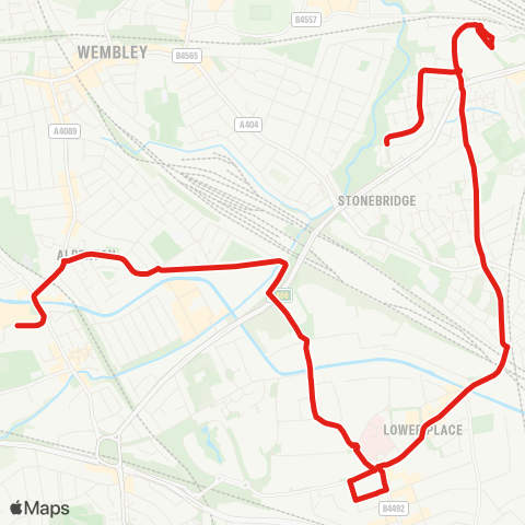 TfL Alperton, Sainsbury's - Beresford Av - Pk Royal - Central Middlesex Hosp - Harlesden Sta - St Raphael'S map