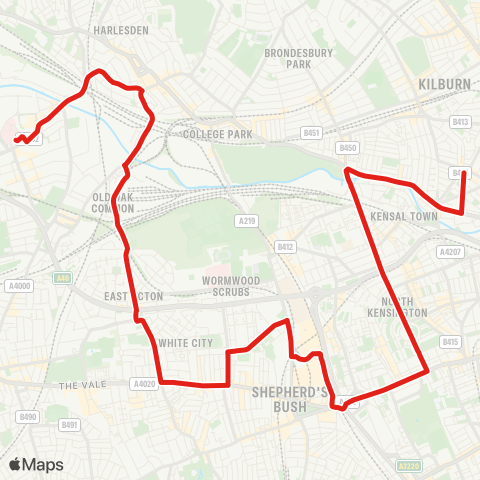 TfL Central Middlesex Hosp - Harlesden - Willesden Jct - Old Oak Common - E Acton - White City - Shepherds Bush - Holland Pk - Ladbroke Grove - Maida Hill, The Chippenham map