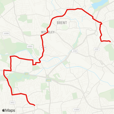 TfL Willesden, Bus Garage - Neasden - Wembley - Alperton - Perivale - Castlebar Hill - Ealing Bway map