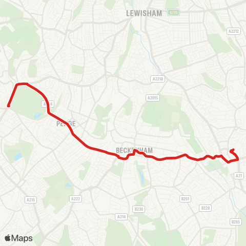 TfL Bromley N - Beckenham - Penge - Crystal Palace map