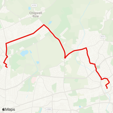 TfL Barkingside - Hainault - Romford map