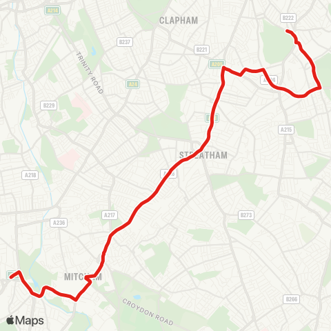 TfL Morden - Mitcham - Streatham - Streatham Hill - Tulse Hill - Herne Hill map