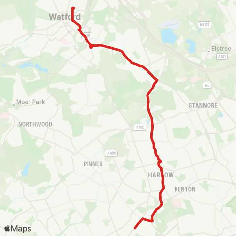 TfL Watford Jct - Bushey - Harrow Weald - Wealdstone - Harrow - S Harrow map