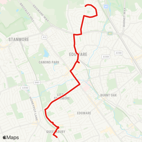 TfL Queensbury, Morrisons - Edgware - Broadfields Estate map